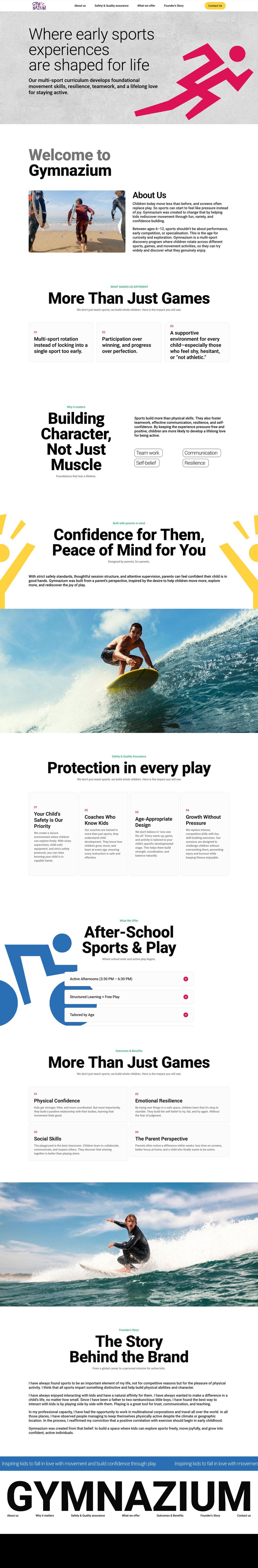 Gymnazium website full page design
